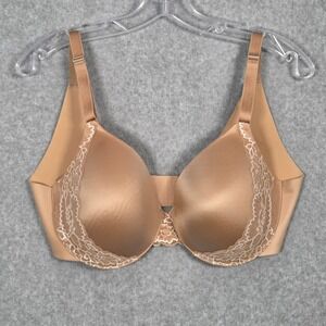 Soma Womens 38DD Vanishing Back Full Coverage Lace Trim Bra Tan